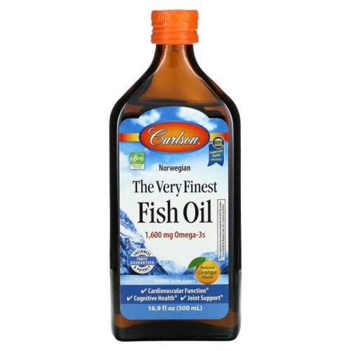 Carlson, 노르웨이산, 최고급 피쉬 오일, 천연 오렌지 맛, 1,600mg, 500nl(16.9fl oz)
