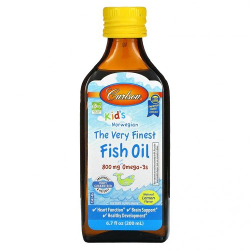 Carlson, 어린이용 노르웨이산, 최고급 피쉬 오일, 천연 레몬 맛, 800mg, 200ml(6.7fl oz)