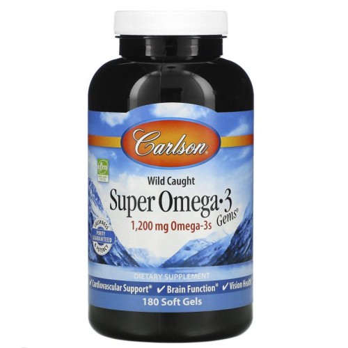 Carlson, 자연산 슈퍼 오메가3 Gems, 600mg, 소프트젤 180정