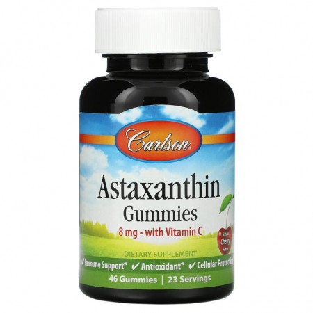 Carlson, Astaxanthin Gummies with Vitamin C, Natural Cherry, 4 mg, 46 Gummies