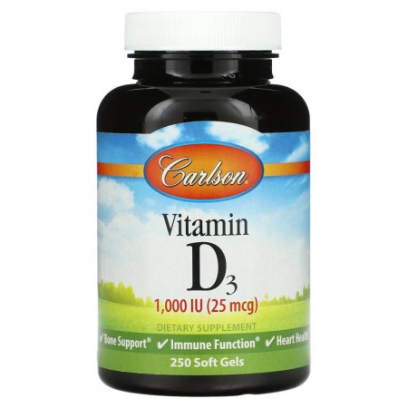 Carlson, 비타민 D3, 1,000IU(25mcg), 소프트젤 250정