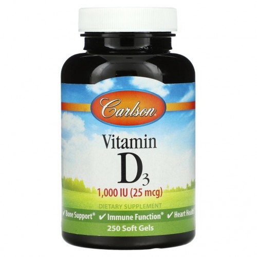 Carlson, 비타민 D3, 1,000IU(25mcg), 소프트젤 250정