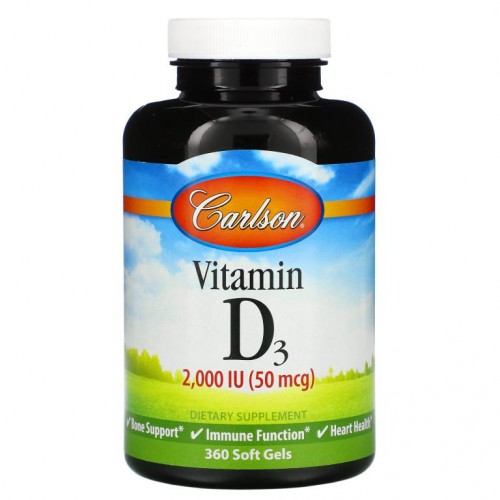 Carlson, 비타민D3, 2,000IU(50mcg), 소프트젤 360정