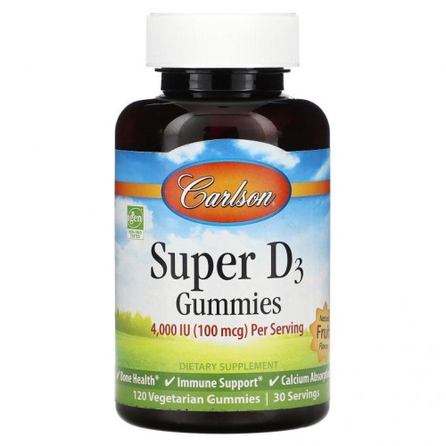 Carlson, 슈퍼 D3 구미젤리, 천연 과일 맛, 25mcg(1,000IU), 구미젤리 120개