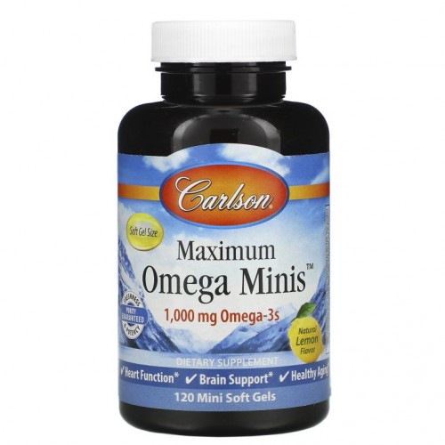 Carlson, Maximum Omega Minis, 천연 레몬 향, 500 mg, 미니 소프트젤 120정