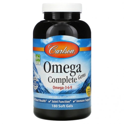 Carlson, Omega Complete Gems, 천연 레몬 맛, 소프트젤 180정
