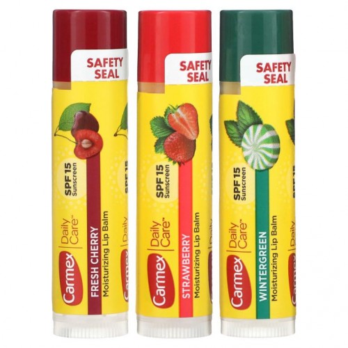 Carmex, Daily Care, 보습 립밤, 종합, SPF 15, 3 팩, 각각 0.15 oz(4.25 g)