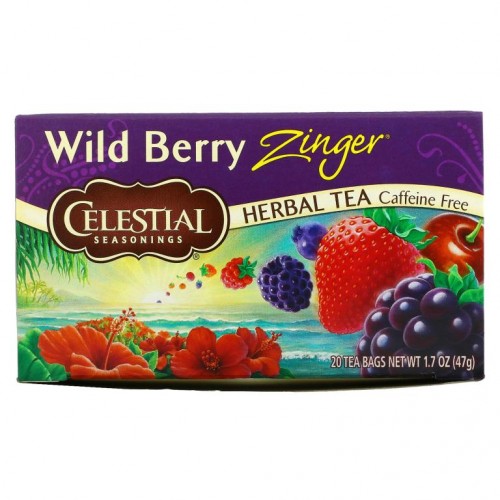 Celestial Seasonings, 허브티, 무 카페인, 와일드베리 징거, 20 티백, 1.7oz (47g)