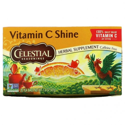 Celestial Seasonings, 허브 보충제, 비타민C 샤인, 카페인 무함유, 티백 20개, 47g(1.6oz)