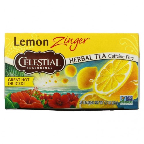Celestial Seasonings, 허브 차, Lemon Zinger, 카페인 무함유, 티백 20개, 47g(1.7oz)