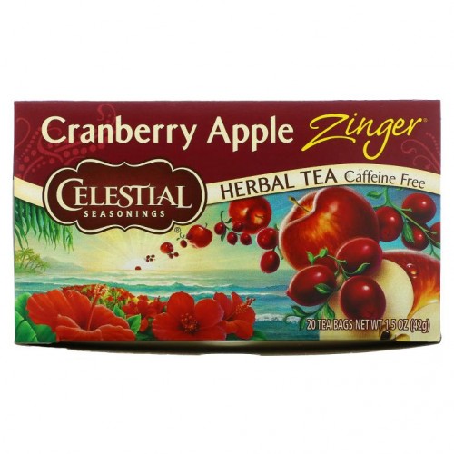 Celestial Seasonings, 허브 차, 크랜베리 애플 Zinger, 카페인 무함유, 티백 20개, 42g(1.5oz)