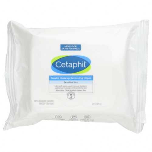 Cetaphil, 젠틀 메이크업 리무빙 와입스, 물티슈 25매입