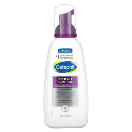 Cetaphil, Derma Control, 유분 제거 거품 세안제, 지성, 민감성 피부용, 237ml(8fl oz)