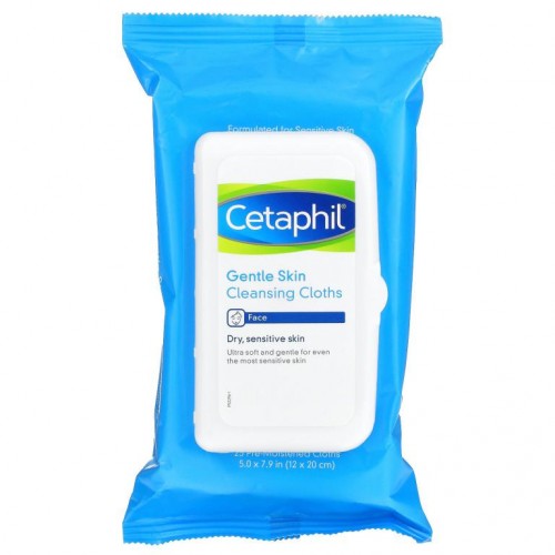 Cetaphil, 젠틀 스킨 페이스 클렌징 티슈, 물티슈 25매