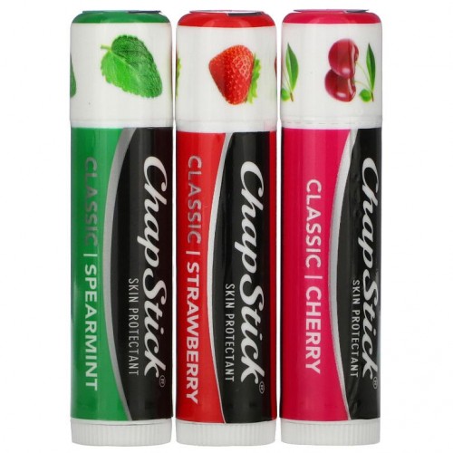 Chapstick, 립 케어 피부 보호제, 클래식 컬렉션, 스틱 3개, 각 0.15oz(4g)