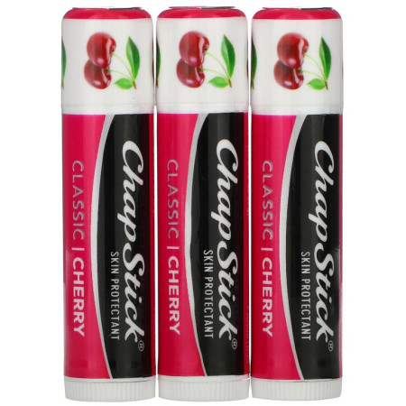 Chapstick, 립 케어 피부 보호제, 클래식 체리, 스틱 3개, 각각 0.15oz(4g)