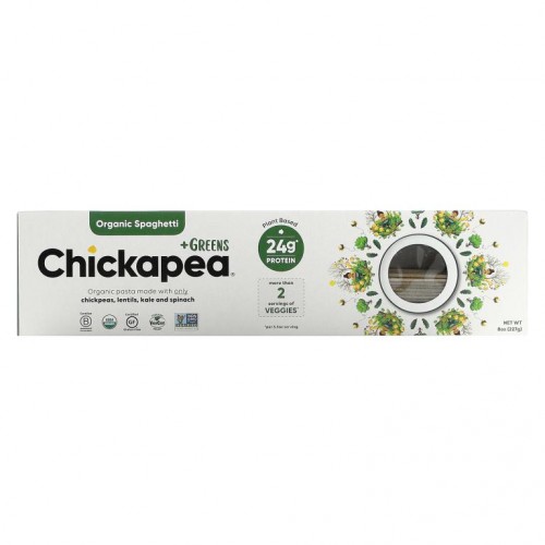 Chickapea, 유기농 스파게티 + 녹색 채소, 227g(8oz)