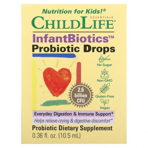ChildLife, 필수 영양소 함유, InfantBiotics, 프로바이오틱 드롭, 26억CFU, 10.5ml(0.36fl oz)
