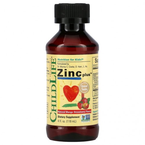 ChildLife, Essentials, Zinc Plus, 천연 망고 딸기 맛, 118ml(4fl oz)