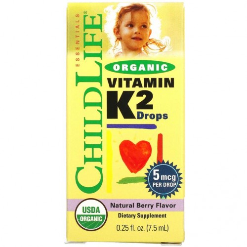 ChildLife, 유기농 비타민K2 드롭스, 천연베리맛, 5mcg, 7.5ml(0.25fl oz)