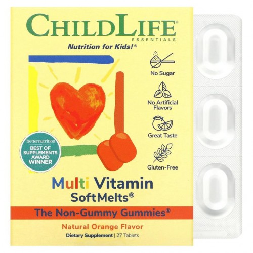 ChildLife, Multi Vitamin SoftMelts, 천연 오렌지 맛, 27정