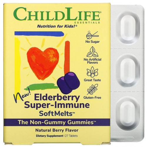 ChildLife, 엘더베리 Super-Immune SoftMelts, 천연 베리 향, 27정