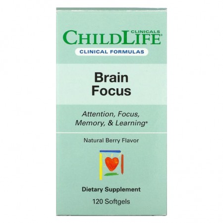 Childlife Clinicals, Brain Focus, 천연 베리, 소프트젤 120정