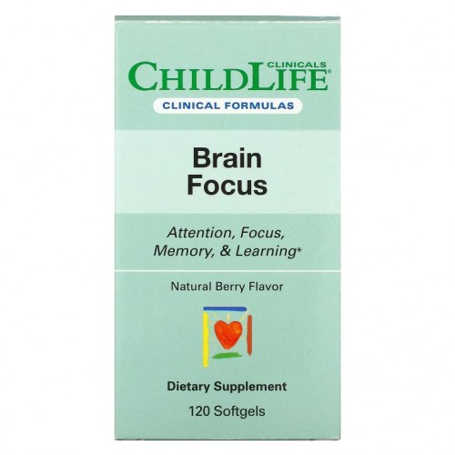 Childlife Clinicals, Brain Focus, 천연 베리, 소프트젤 120정