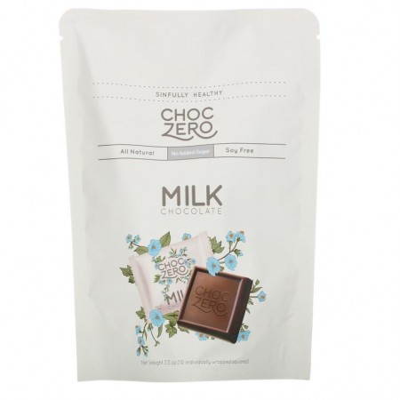 ChocZero, 밀크 초콜릿 스퀘어, 설탕 무함유, 10개, 3.5oz