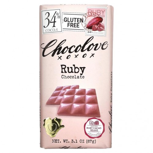 Chocolove, 루비 카카오 바, 코코아 34%, 87g(3.1oz)