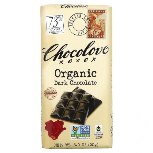 Chocolove, 유기농 다크 초콜릿 바, 코코아 73%, 90g(3.2oz)