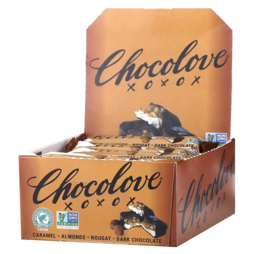 Chocolove, Caramel, Almond & Nougat in Dark Chocolate, 12 Bars, 1.4 oz (40 g) Each