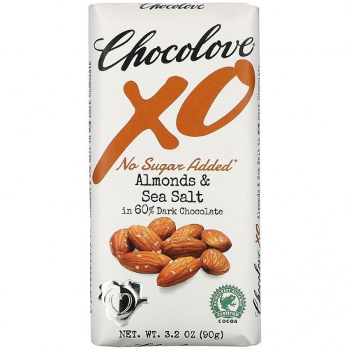 Chocolove, XO, 아몬드 & 바다 소금 60% 다크 초콜릿, 90g(3.2oz)
