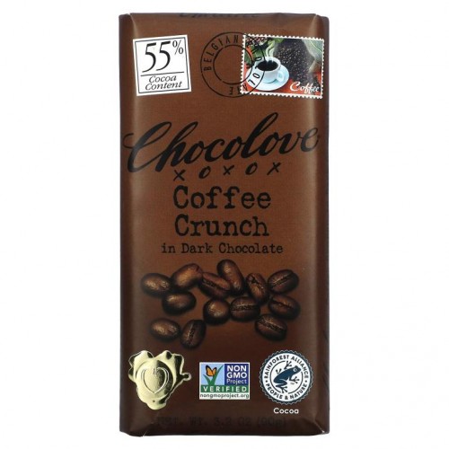 Chocolove, 커피 크런치 인 다크 초콜릿, 코코아 55%, 90g(3.2oz)