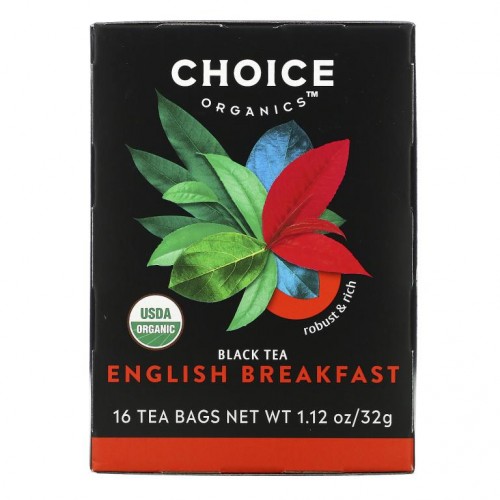 Choice Organic Teas, 홍차, 잉글리시 브랙퍼스트, 티백 16개입, 32g(1.12oz)
