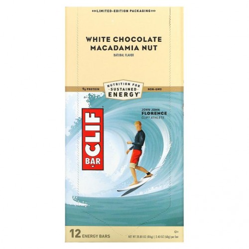 Clif Bar, 에너지 바, 화이트 초콜릿 마카다미아 너트, 12바, 각 2.40 oz (68 g)