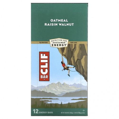 Clif Bar, 에너지 바, 오트밀 건포도 호두, 12 바, 각 2.40 온스 (68 그램)