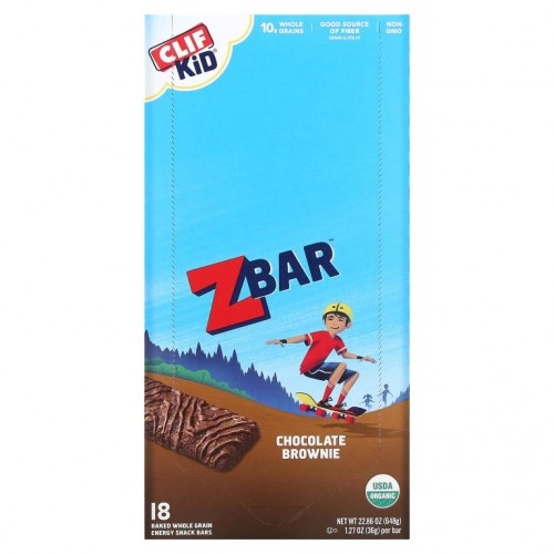 Clif Bar, Clif Kid, 유기농 Z Bar, 초콜릿 브라우니, 바 18개, 각 36g(1.27oz)