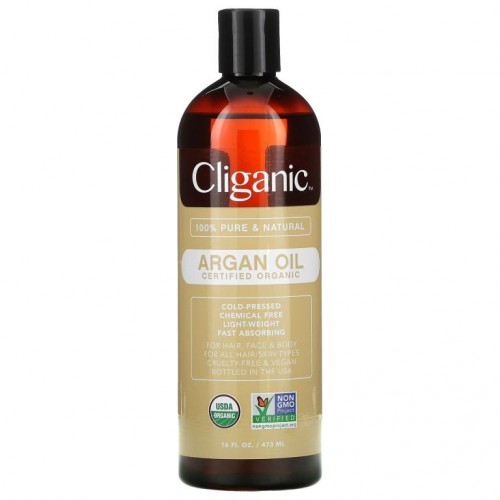 Cliganic, 유기농 아르간 오일, 473ml(16fl oz)