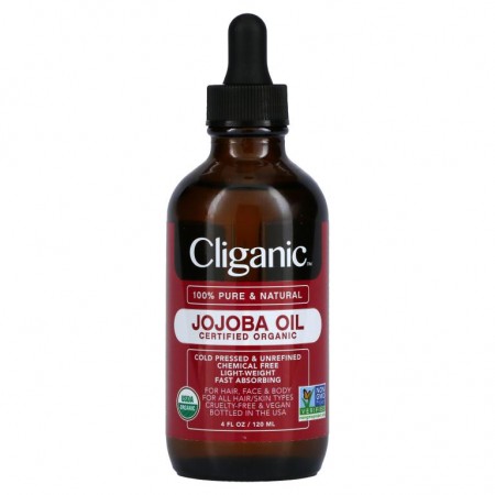Cliganic, 100% 순수 & 천연 제품, 호호바오일, 120ml(4fl oz)