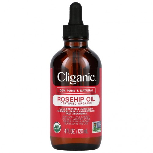 Cliganic, 100% 순수 및 천연 성분, 로즈힙 오일, 120ml(4fl oz)