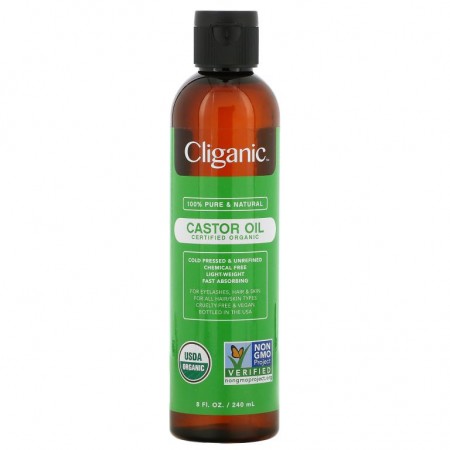 Cliganic, 100% 퓨어 & 내추럴, 캐스터오일, 240ml(8fl oz)