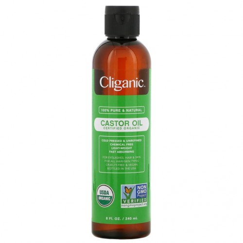 Cliganic, 100% 퓨어 & 내추럴, 캐스터오일, 240ml(8fl oz)