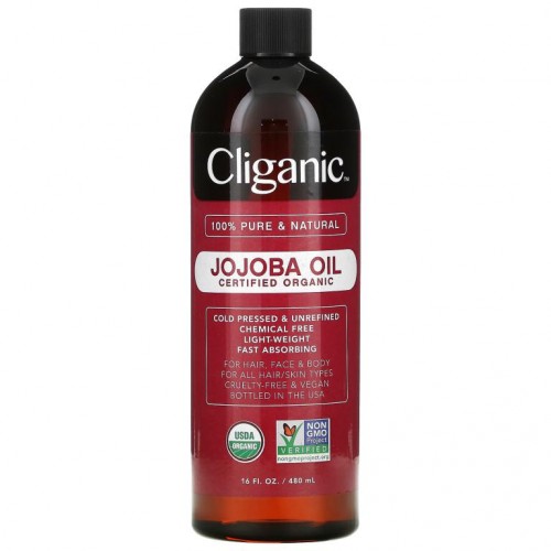 Cliganic, 100% 퓨어 & 내추럴, 호호바 오일, 473ml(16fl oz)