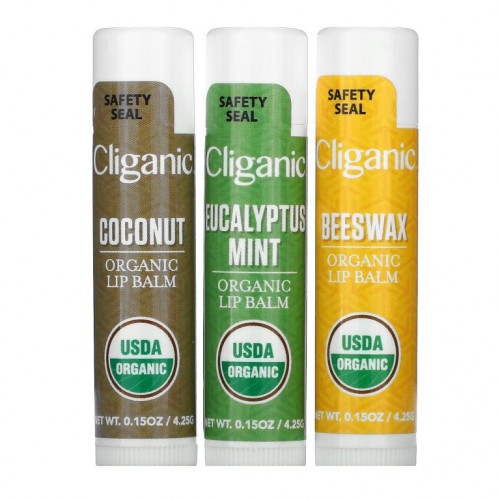 Cliganic, Organic Lip Balm Set, 3 Pack, 0.15 fl oz (4.25 ml) Each