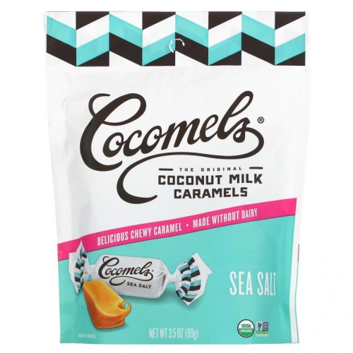 Cocomels, 유기농, 코코넛 밀크 캐러멜, 바다 소금, 100g(3.5oz)