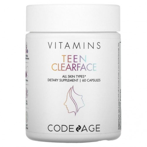 Codeage, Teen Clearface Vitamins, All Skin Types, 60 Capsules
