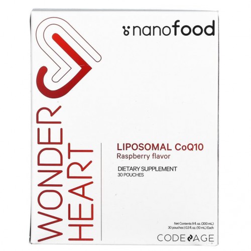 Codeage, Wonder Heart, 리포소말 CoQ10, 라즈베리맛, 30팩, 각 10ml(0.3fl oz)