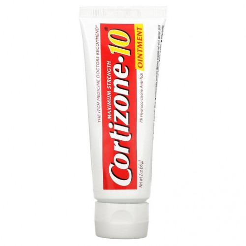 Cortizone 10, 1% Hydrocortisone Anti-Itch Ointment, Water Resistant, Maximum Strength, 2 oz (56 g)