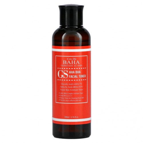 Cos De BAHA, GS, AHA BHA 페이셜 토너, 200ml(6.76fl oz)